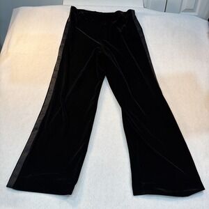 Jeanne Alexander Women's Black Velvet Pants Wide Leg Elastic Waist Pull On XL